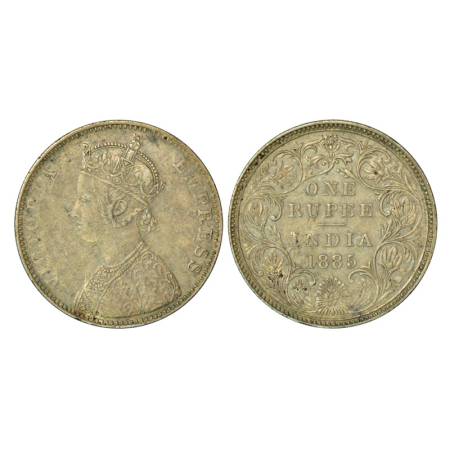Victoria Empress, silver rupee, 1885, Bombay mint, 11.62g, A1/II (i), 'B' raised, scratch 