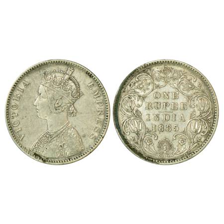 Victoria Empress, silver rupee, 1885, Bombay mint, 11.59g, A3/IV, 'B' raised in top flower