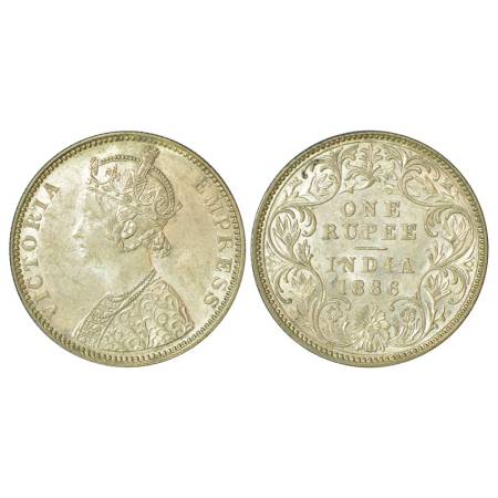 Victoria Empress, silver rupee, 1886, Bombay mint, 11.62g, C2/I, 'B' incused. PR 171, GK 5