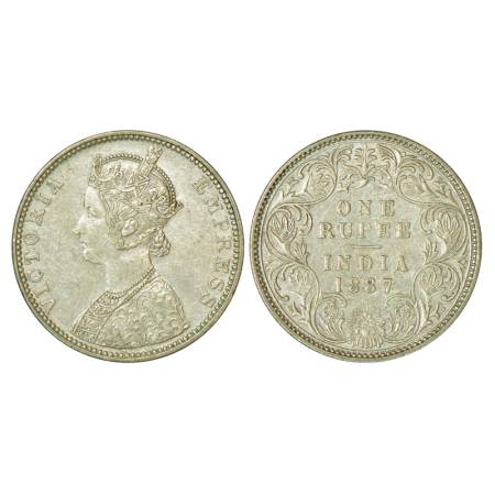 Victoria Empress, silver rupee, 1887, Bombay mint, 11.65g, C2/I, 'B' incused, 7 struck ove