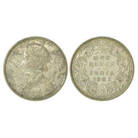 Victoria Empress, silver rupee, 1901, Bombay mint, 11.62g, C2/I, 'B' incused. PR 188, GK 5