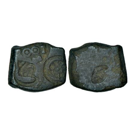 Post-Mauryan Bengal, Chandraketugarh (200-100 BC), alloyed copper punch-marked coin, 3.60g