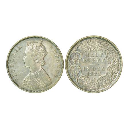 Victoria Empress, silver ½ rupee, 1885, Calcutta mint, 5.81g, 'C' incused. PR 269, GK 632.
