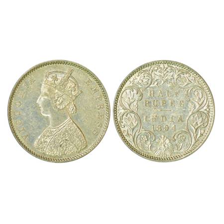 Victoria Empress, silver ½ rupee, 1894, Bombay mint, 5.81g, A/I/'B' incused. PR 304, GK 65