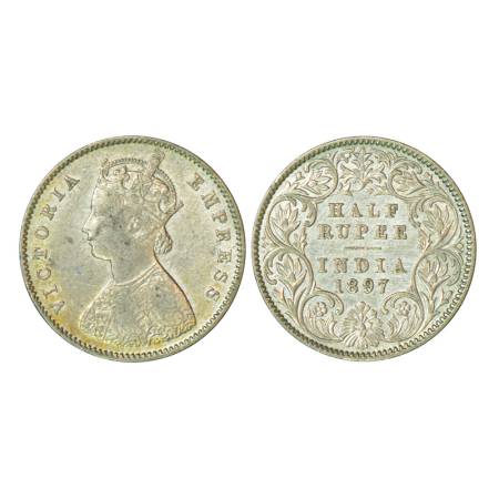 Victoria Empress, silver ½ rupee, 1897, Calcutta mint, 5.76g, A/I/'C' incused. PR 280, GK 