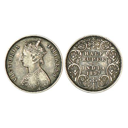 Victoria Empress, silver ½ rupee, 1897, Calcutta mint, 5.77g, A/I/'C' incused. PR 280, GK 