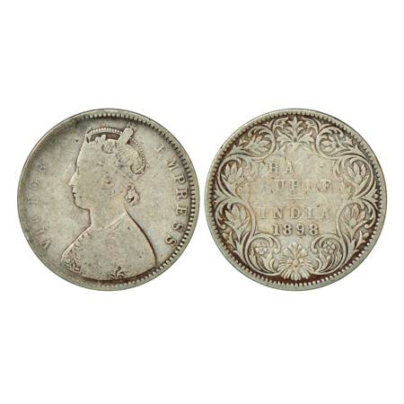 Victoria Empress, silver ½ rupee, 5.65g, 1898, Bombay mint, A/I/'B' incused. PR 306, GK 65