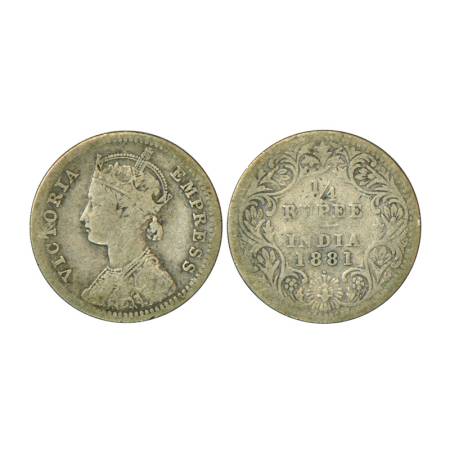 Victoria Empress, silver ¼ rupee, 1881, Bombay mint, 2.79g, C / II, dot. Unlisted in PR, S