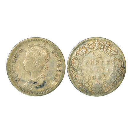 Victoria Empress, silver ¼ rupee, 1882, Bombay mint, 2.85g, C / I, dot. PR 414, GK 686. Fi