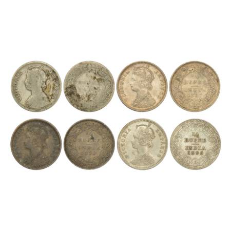 Victoria Empress, silver ¼ rupee (4), 3x Bombay mint, 1885, PR 418; 1897, PR 430; 1898, PR