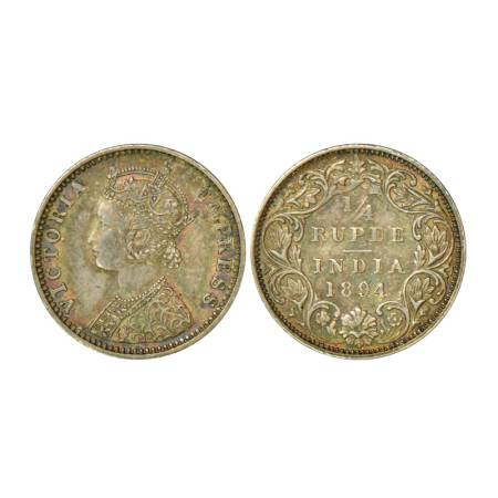 Victoria Empress, silver ¼ rupee, 1894, Bombay mint, 2.90g, C / I, 'B' incused. PR 429, GK