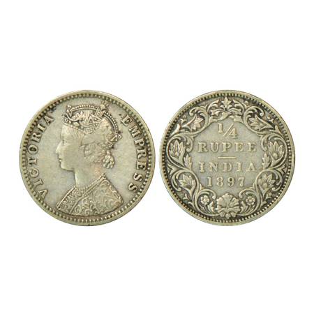 Victoria Empress, silver ¼ rupee, 1897, Bombay mint, 2.86g, C / I, 'B' incused, 7 in date 