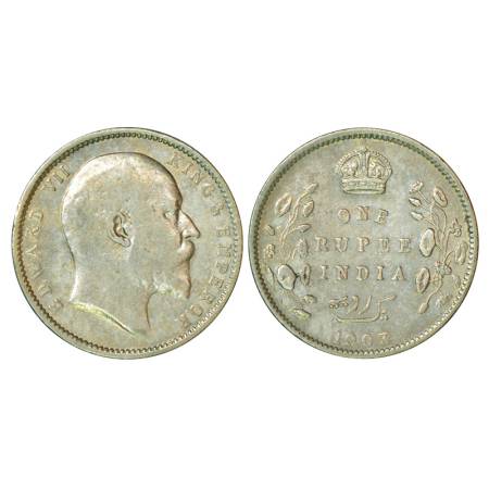 Edward VII, silver rupee, 1903, Calcutta mint, 11.44g, no mint mark, 4 dots in Persian ins