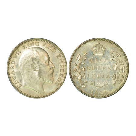 Edward VII, silver ½ rupee, 1906, Bombay mint, 5.82g, 'B' incused, no dot. PR 315, GK 961.