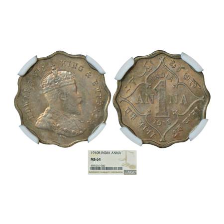 Edward VII, cupro-nickel 1 anna, 1910, Bombay mint, 'B' incused. PR 929, GK 933. Graded as