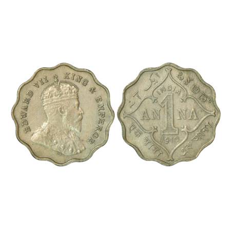 Edward VII, cupro-nickel 1 anna, 1910, Bombay mint, 3.92g, 'B' incused. PR 929, GK 933. Ex