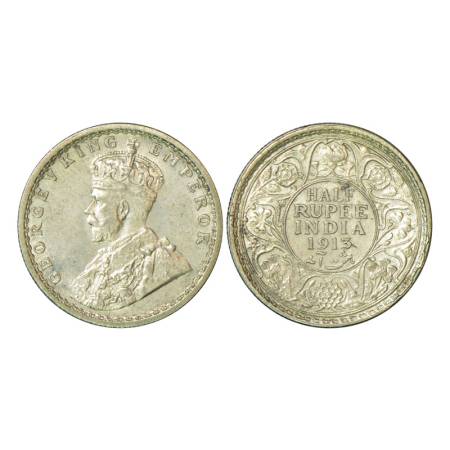 George V, silver ½ rupee, 1913, Calcutta mint, 5.84g, no mint mark. PR 320, GK 1048. Extre