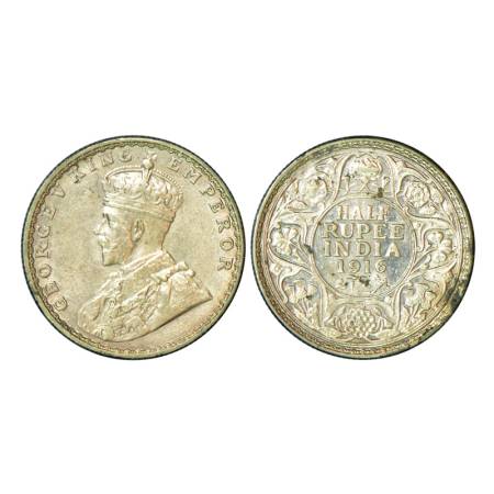George V, silver ½ rupee, 1916, Bombay mint, 5.82g, dot below date. PR 340, GK 1054. Extre