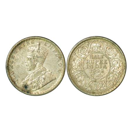 George V, silver ½ rupee, 1922, Calcutta mint, 5.85g, no mint mark. PR 325, GK 1059. Extre