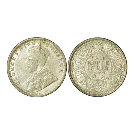 George V, silver ½ rupee, 1924, Calcutta mint, 5.84g, no mint mark. PR 327, GK 1063. Extre