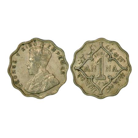 George V, cupro-nickel 1 anna, 1924, Bombay mint, 3.84g, dot. PR 952, GK 1152. Very fine+,