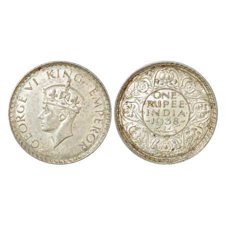 George VI, silver rupee, 1938, Bombay mint, 11.64g, without dot, PR 233, GK 1254. Extremel