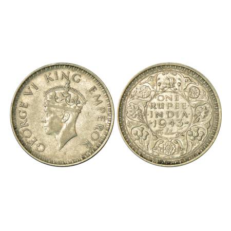 George VI, half silver rupee, 1943, Bombay mint, 11.78g, A(b)/II, diamond, large 3, this c