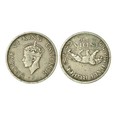 George VI, nickel ½ rupee, 1946, Lahore mint, 5.74g, no mint mark, die axis 6 o'clock on r