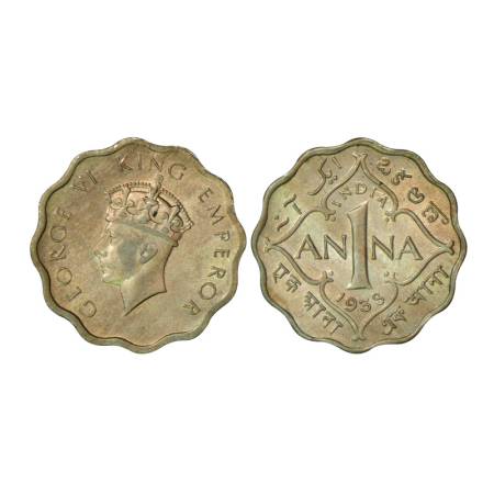 George VI, cupro-nickel 1 anna, 1938, Calcutta mint, 3.89g, no mint mark. PR 959, GK 1378.
