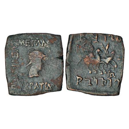 Indo-Greeks, Eukratides I (170-145 BC), copper coin, 7.16g. Obv: Diademed and draped bust 