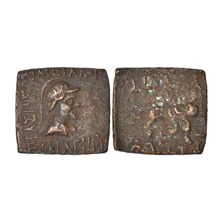 Indo-Greeks, Eukratides I (170-145 BC), copper coin, 6.81g. Obv: Diademed and draped bust 