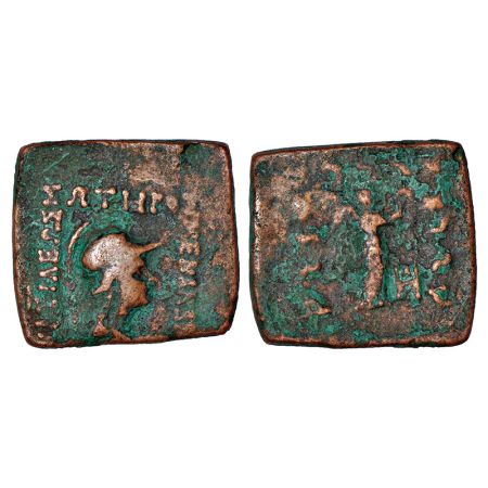 Indo-Greeks, Menander I (155-130 BC), copper coin, 11.98g. Obv: Helmeted and draped bust o
