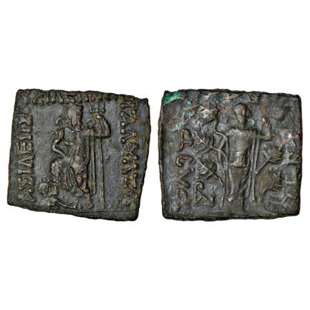 Indo-Scythians, Azes (57-30 BC), copper unit, Senior ISCH 77.1, 10.82g. Obv: Poseidon stan