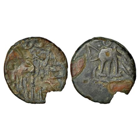 Post-Mauryan tribal republics, Yaudheyas, cast potin coin of 'Bahudhanyaka' type (150-100 