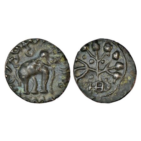 Satavahanas, alloyed copper coin of Gotamiputa Siri Satakani (64-85 AD) issued as 'Siri Sa