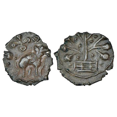 Satavahanas, alloyed copper coin of Gotamiputa Siri Satakani (64-85 AD) issued as 'Siri Sa
