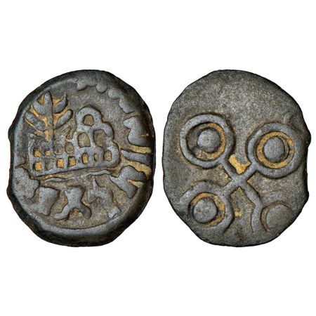 Satavahanas, lead coin of Vasithiputa Siri Pulumavi (85-125 AD), 'hill and tree' type, Ban