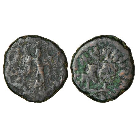 Western Kshatrapas, Kshaharata dynasty, copper coin of Abheraka/Abhiraka (Auberakes, 10-20