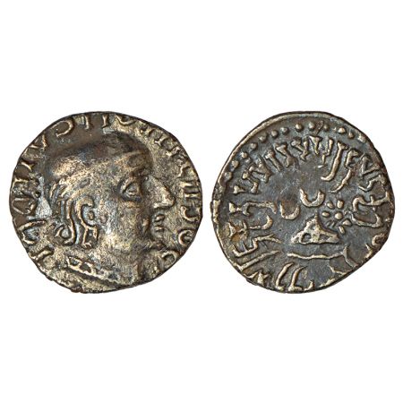 Western Kshatrapas, Kardamaka dynasty, silver drachm of Rudrasena I as Kshatrapa (199-202 