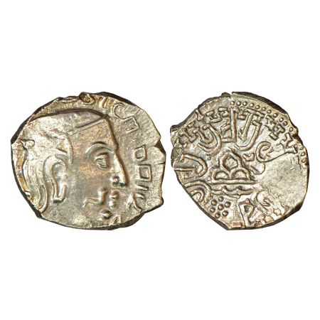 Western Kshatrapas, house of Jivadaman II, silver Drachm of Rudrasena IV (380-385 AD?), Fi