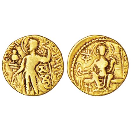 Gupta Empire, gold dinar of Samudra Gupta (350-375 AD), 'Standard/javelin' type, Altekar C