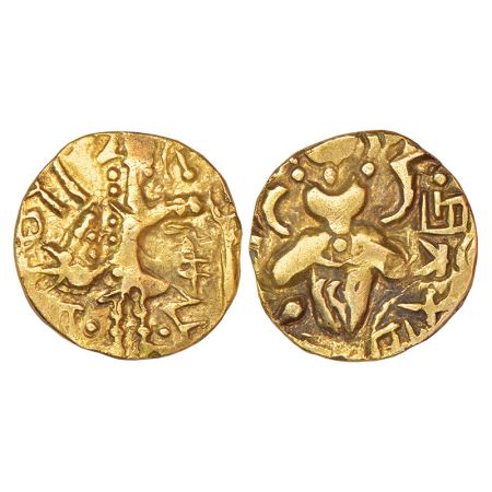 Kidarite Huns in Kashmir, base gold dinar in the name of 'Narendra', (400-500 AD), 7.40g. 