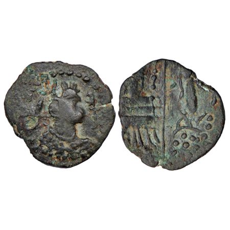 Nezak Huns, Zabulistan series (650-700 AD), fractional copper drachm, Vondrovec Type 232, 