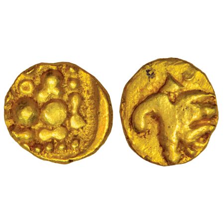 Nolambas of Central Karnataka, unattributed and anonymous gold fanam (1100-1200 AD), 0.35g
