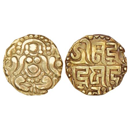 Kalachuris of Tripuri, gold 4½ masha coin of Gangeya Deva (1015-1040 AD), Deyell 119b, 3.9