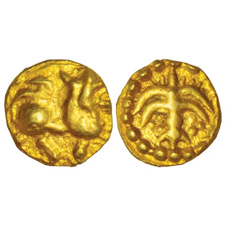 Chalukyas of Kalyani or feudatories, unattributed and uninscribed gold fanam, (1000-1100 A