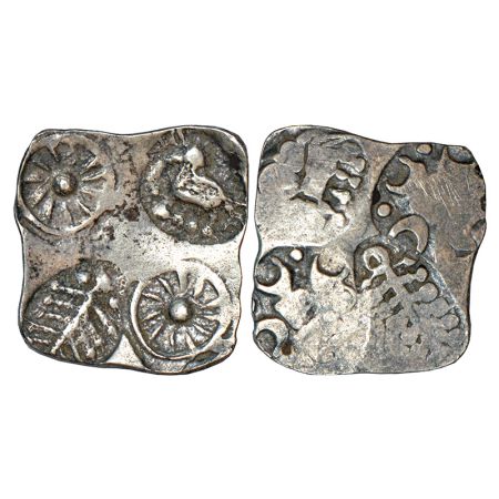 Archaic silver punch-marked coin, Godavari Valley region, usually attributed to 'Ashmaka J