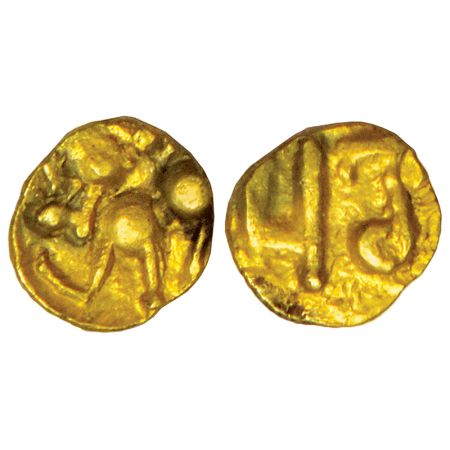 Chalukyas of Kalyani or feudatories, unattributed and uninscribed gold 1/8 fanam, (1000-11