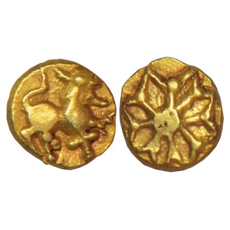 Chalukyas of Kalyana or feudatory, uninscribed and unattributed gold fanam, (1100-1200 AD)