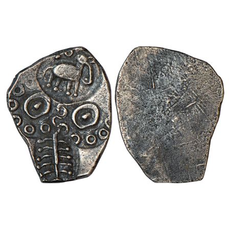 Archaic silver punch-marked coin, Godavari Valley region, usually attributed to 'Ashmaka J